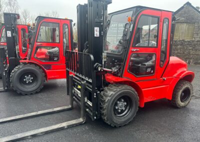 New 3.5 Ton Rough Terrain Forklifts, Full Heated Cabin, 3 stage mast, Sideshift with Hydraulic Fork positioner
